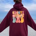 Groovy Dad Retro Fathers Day Colorful Peace Sign Smile Face Women Oversized Hoodie Back Print Maroon
