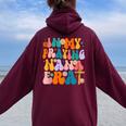 Groovy Hippie In My Praying Nana Era Christian Women Oversized Hoodie Back Print Maroon