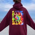 Groovy Tie Dye Love Retro 70'S Hippie Vintage 70S Costume Women Oversized Hoodie Back Print Maroon