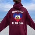 Haiti Haitian America Flag Proud Love Ayiti Country Pride Women Oversized Hoodie Back Print Maroon