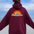 Hamilton Massachusetts Ma Vintage Rainbow Retro 70S Women Oversized Hoodie Back Print Maroon