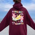 Hanging With My Bunnies Nurse Happy Easter Day Women Oversized Hoodie Back Print Maroon