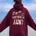 Happiness Is Being An Aunt Floral Aunt Mother's Day Women Oversized Hoodie Back Print Maroon