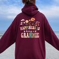 Happiness Is Being A Grammie Floral Grammie Mother's Day Women Oversized Hoodie Back Print Maroon