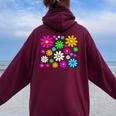 Happy Bright Daisies Daisy 60'S 70S Retro Vintage Hippie Women Oversized Hoodie Back Print Maroon