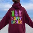 Happy Easter Day Bunnies Cute Bunny Girls Trendy 2024 Women Oversized Hoodie Back Print Maroon