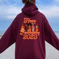 Happy Friendsgiving African American Thanksgiving 2023 Women Oversized Hoodie Back Print Maroon