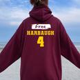 Harbaugh 4 Fall Season Women Oversized Hoodie Back Print Maroon