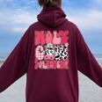 Holy Cow I'm Seven 7 Years Old 7Th Birthday Girl Groovy Women Oversized Hoodie Back Print Maroon