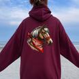 Horse Bandana For Horseback Riding Horse Lover Women Oversized Hoodie Back Print Maroon