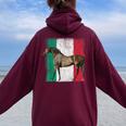 Horse Italian Flag Patriotic Riding Horses Horseback Farm Women Oversized Hoodie Back Print Maroon