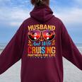 Husband Wife Cruising 2024 Cruise Vacation Couples Trip Women Oversized Hoodie Back Print Maroon