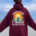 Husband Wife Cruising Partners For Life Cruise Vacation Women Oversized Hoodie Back Print Maroon