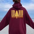 Idaho Vintage Tree State Pride Camping Hiking Idaho Women Oversized Hoodie Back Print Maroon