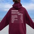 Idahoan Nutrition Facts Idaho Pride Women Oversized Hoodie Back Print Maroon