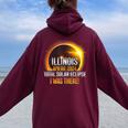 Illinois Solar Eclipse 2024 Usa Totality Women Oversized Hoodie Back Print Maroon