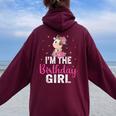 I'm The Birthday Girl Cow 1St Cow Birthday Girl Women Oversized Hoodie Back Print Maroon