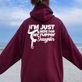 I'm Just Here For My Flippin Daughter Gymnastics Dad Mom Women Oversized Hoodie Back Print Maroon