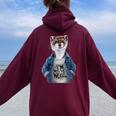 I'm With The Weasel Matching Weasel Weasel Lovers Women Oversized Hoodie Back Print Maroon