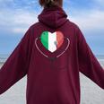 Italian Nurse Doctor National Flag Colors Of Italy Medical Women Oversized Hoodie Back Print Maroon
