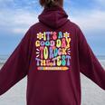 It's A Good Day To Rock The Test Groovy Testing Motivation Women Oversized Hoodie Back Print Maroon