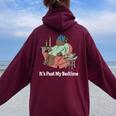 It's Past My Bedtime Sleepy Bear Time Reading & Women Women Oversized Hoodie Back Print Maroon