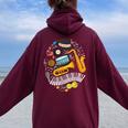 Jazz For Vintage Youth Musician Saxophonist Women Oversized Hoodie Back Print Maroon