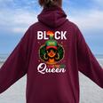 Junenth Black Queen African American Freedom Women Oversized Hoodie Back Print Maroon