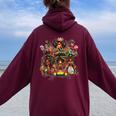 Junenth Black Queen African Melanin Black History Women Oversized Hoodie Back Print Maroon