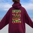 Junenth Black Queen Afro African American Women Oversized Hoodie Back Print Maroon