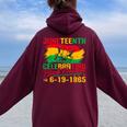 Junenth Celebrating Black Freedom 1865 African Men Women Oversized Hoodie Back Print Maroon