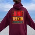 Junenth Day 1865 Black Pride Freedom Day Women Women Oversized Hoodie Back Print Maroon
