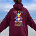 Just A Girl Who Loves Dragons Girl Colorful Dragon Women Oversized Hoodie Back Print Maroon