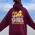 Just A Girl Who Loves Ducks Cute Duck Family Women Oversized Hoodie Back Print Maroon