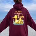 Just A Girl Who Loves Ducks Duck Family Women Oversized Hoodie Back Print Maroon
