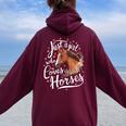 Just A Girl Who Loves Horses Horse Women Oversized Hoodie Back Print Maroon