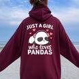 Just A Girl Who Loves Pandas Cute Kawaii Panda Girls Women Oversized Hoodie Back Print Maroon