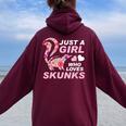 Just A Girl Who Loves Skunks Vintage Retro Skunk Women Oversized Hoodie Back Print Maroon