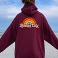 Kansas City Missouri Mo Vintage Rainbow Retro 70S Women Oversized Hoodie Back Print Maroon