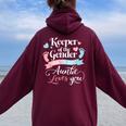 Keeper Of The Gender Loves Aunt You Auntie Baby Announcement Women Oversized Hoodie Back Print Maroon