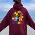 Be Kind Sign Language Hand Talking Lgbtq Flag Gay Pride Women Oversized Hoodie Back Print Maroon