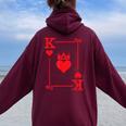 King & Queen Of Hearts Matching Couple King Of Hearts Women Oversized Hoodie Back Print Maroon
