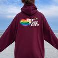 Kiss More Girls Lgbt Lgbtq Pride Awareness Lesbian Women Women Oversized Hoodie Back Print Maroon