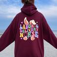 Labor And Delivery Nurse Bunny L&D Nurse Happy Easter Day Women Oversized Hoodie Back Print Maroon