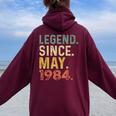 Legend Since May 1984 Vintage 40Th Birthday Women Women Oversized Hoodie Back Print Maroon