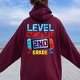 Level Complete 2Nd Grade Video Game Last Day Of School Women Oversized Hoodie Back Print Maroon
