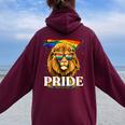 Lgbt Lion Gay Pride Lgbtq Rainbow Flag Sunglasses Women Oversized Hoodie Back Print Maroon