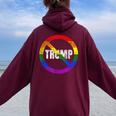 Lgbtq No Trump Anti Trump Rainbow Flag Gay Pride Women Oversized Hoodie Back Print Maroon