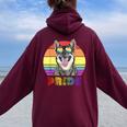 Lgbtq Swedish Vallhund Dog Rainbow Love Gay Pride Women Oversized Hoodie Back Print Maroon