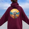 Lhasa Apso Puppy Dog Cute Flower Mountain Sunset Colorful Women Oversized Hoodie Back Print Maroon